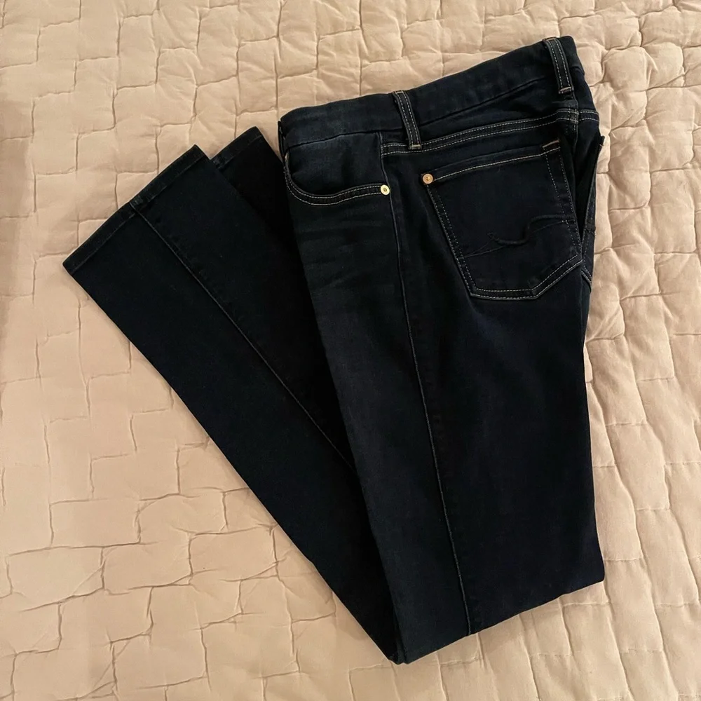 7 For All Mankind Kimmie Straight Leg Jeans - Deep Indigo - Picture 2 of 5
